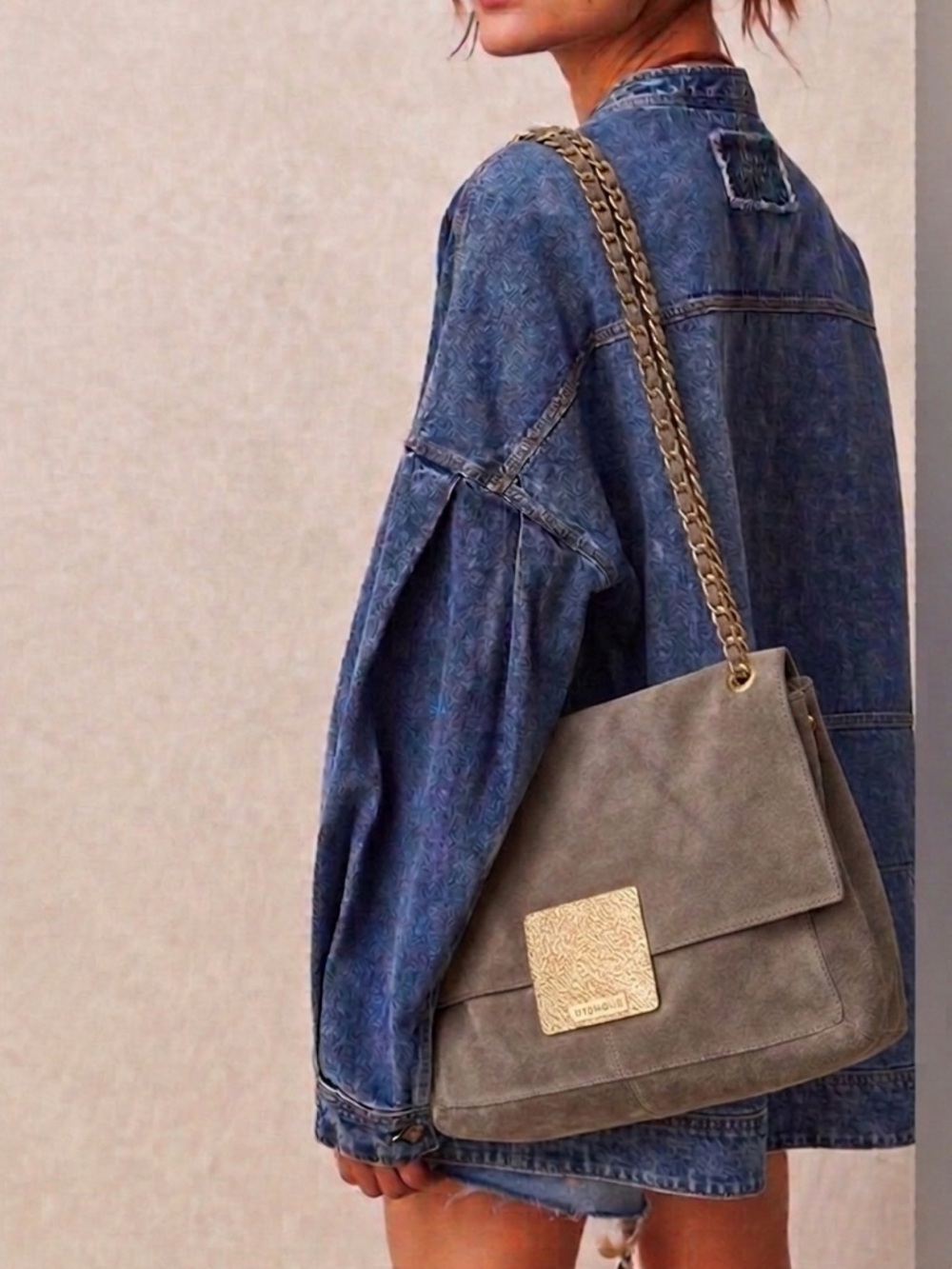 FREE PEOPLE Oversized Jade Blue Denim Top | Stylish Layering | Elevated Casual - Picture 15 of 16